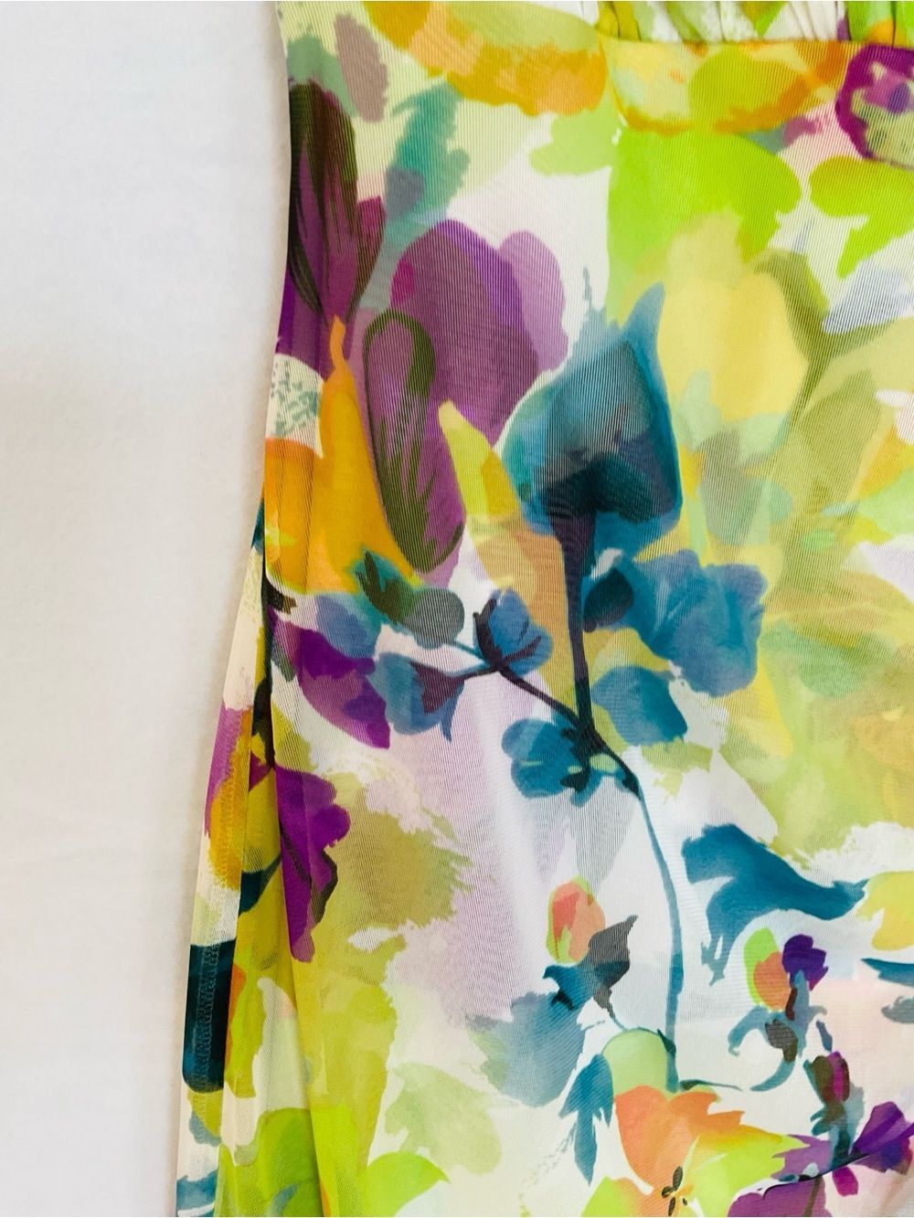 London Times Floral Watercolor Sheath Dress Sz 10 Ruched V-Neck Cap Sleeve Multi - Picture 11 of 12